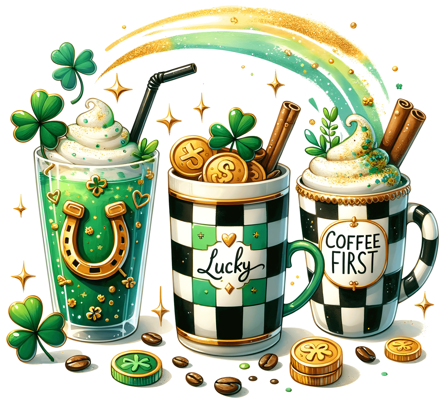 Saint Patrick's Day Coffee Lover Design - DTF Ready To Press