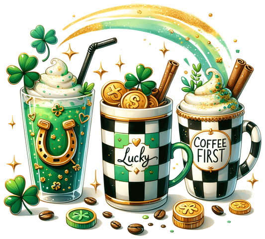 Saint Patrick's Day Coffee Lover Design - DTF Ready To Press