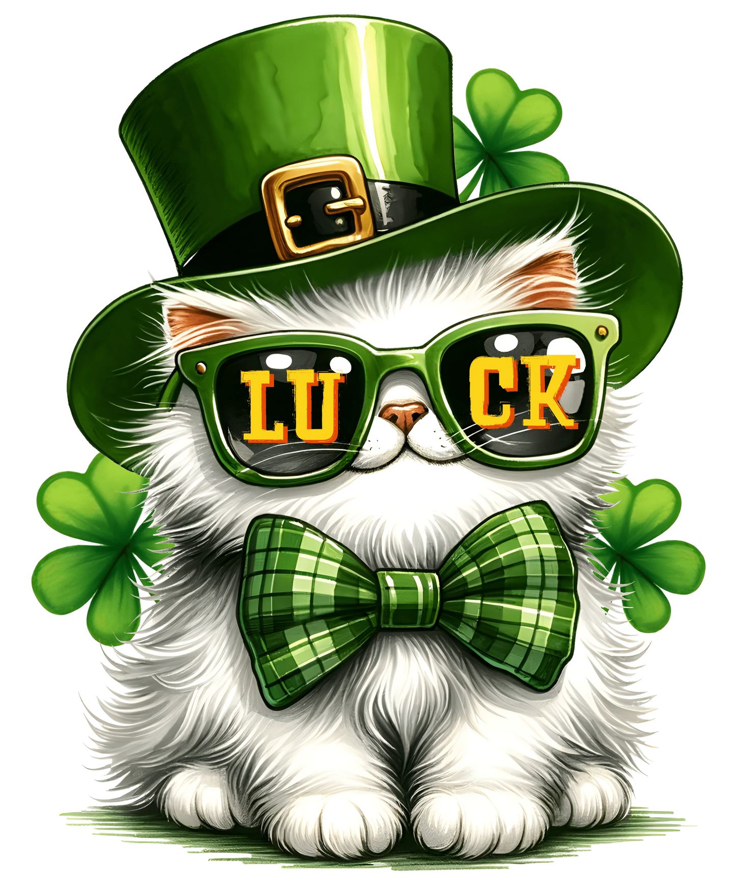 St. Patrick's Day Cool Lucky Cat Design - DTF Ready To Press