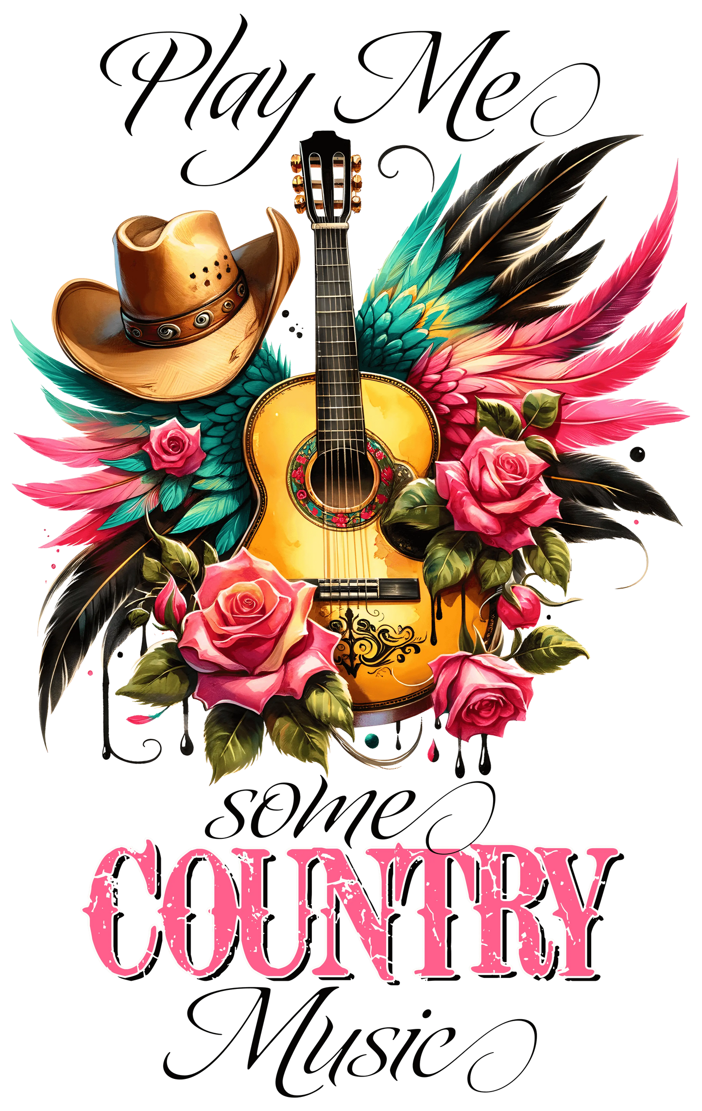 Play Me Some Country Music Western Design - DTF Ready To Press