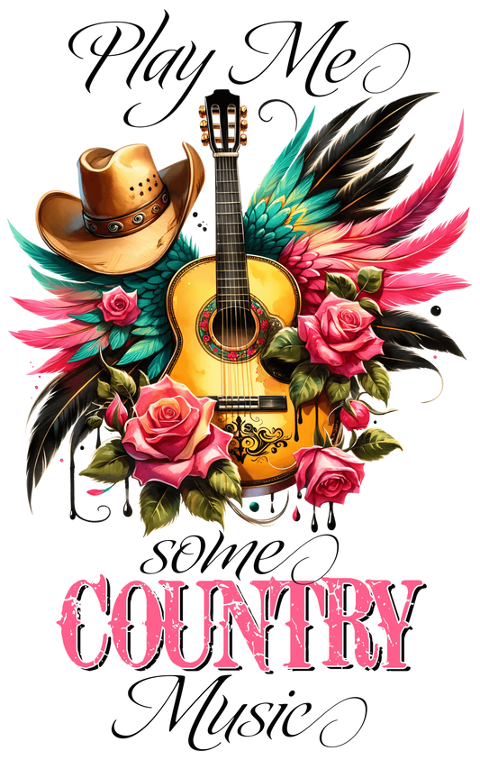 Play Me Some Country Music Western Design - DTF Ready To Press